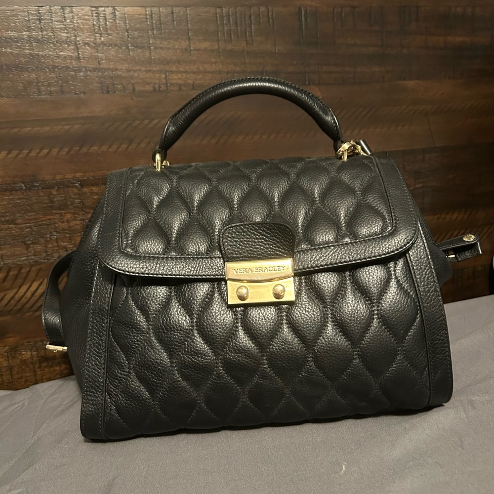 Black leather quilter vera bradley purse